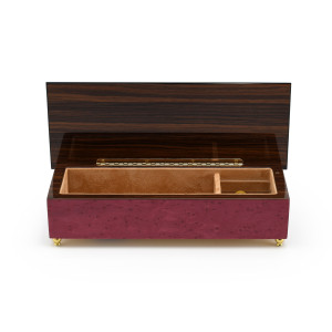 Radiant Red Wine 30 Note Italian Musical Pen Box with Fountain Pen Inlay