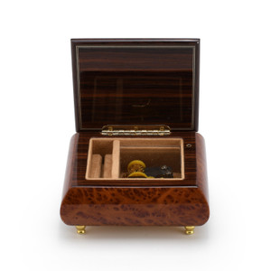 Gorgeous Burl-Elm Cats at Play  Inlay 18 Note Handcrafted Musical Jewelry Box