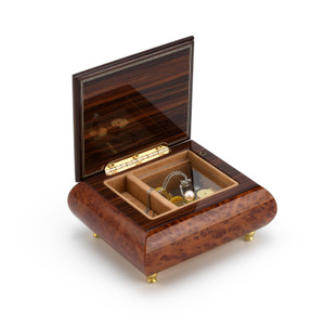 Gorgeous Burl-Elm Cats at Play  Inlay 18 Note Handcrafted Musical Jewelry Box