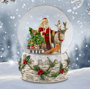Musical Santa with Reindeer Snow Globe 120MM