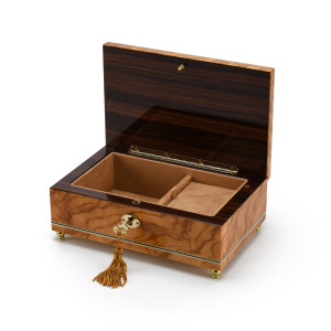 Handcrafted Italian 23 Note Music Box with Coastal View of Sorrento - Various Wood Finish Options Available