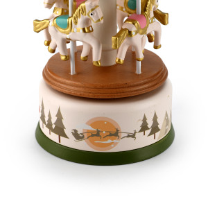 Holiday Christmas Musical Wooden Animated Children's Carousel *New Design