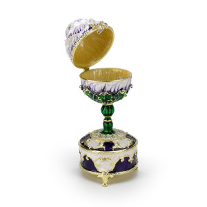 Exquisite 18 Note Musical Purple Rose Faberge-style Jeweled Egg  