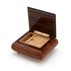 Gorgeous Burl-Elm Cats at Play  Inlay 23 Note Handcrafted Musical Jewelry Box