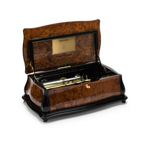 “The Trianon” by Reuge: a 144 Note Cartel Swiss Grand Masterpiece with Floral Marquetry Wood Inlay