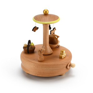 Animated 18 Note "A Baby Awaits" Themed Wooden Musical Keepsake 
