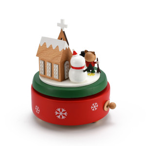 Animated 18 Note Making Christmas Friends at Church Musical Wooden Keepsake    