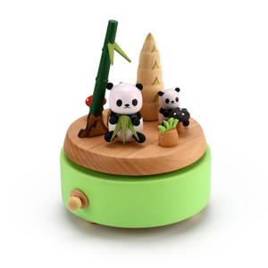 Animated 18 Note Panda and Friend Wooden Musical Keepsake    