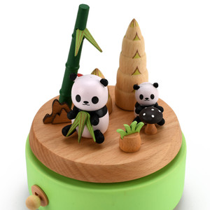 Animated 18 Note Panda and Friend Wooden Musical Keepsake    