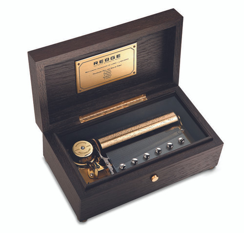 Reuge Raya 72 Note Grand Music Box Solid Chocolate Oak Finish