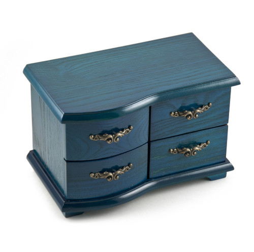 Vibrant Replica of a Miniature French-Provincial Style Turquoise Commode