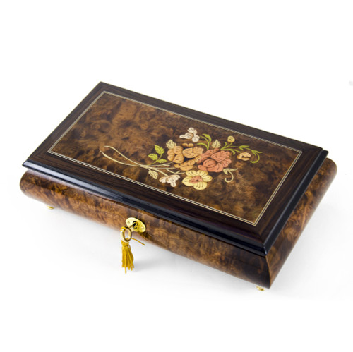 Gentle 30 Note Roses with Rosewood Frame Musical Jewelry Box