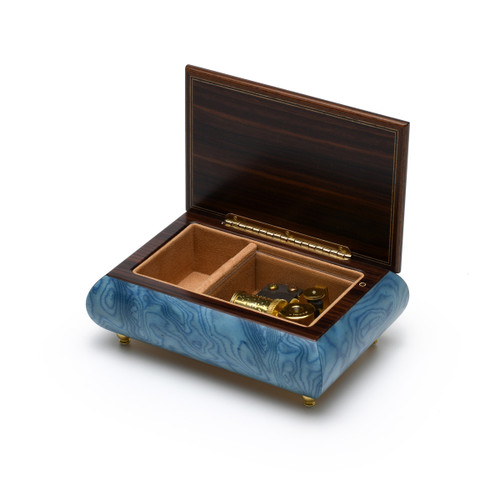 Music Box 22 Note Gorgeous Handcrafted 23 Note Light Blue Musical Instrument Theme Wood ...