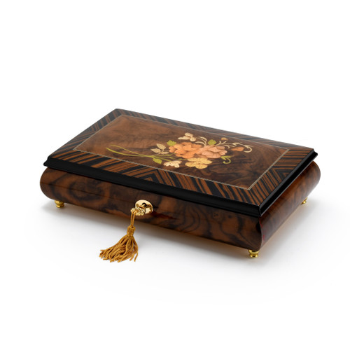 Gentle 36 Note Roses with Rosewood Frame Musical Jewelry Box