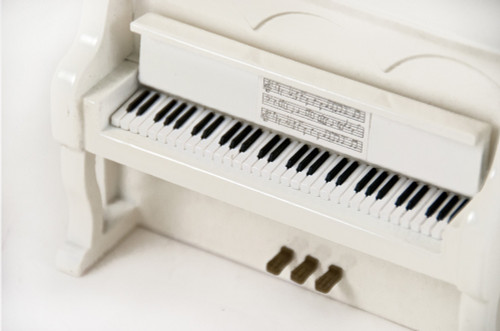 Miniature 23 Note Musical Hi-Gloss White Upright Piano with Bench ...