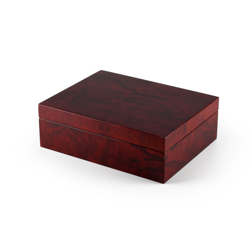 Contemporary 30 Note Hi Gloss Burl Wood Finish Jewelry Box