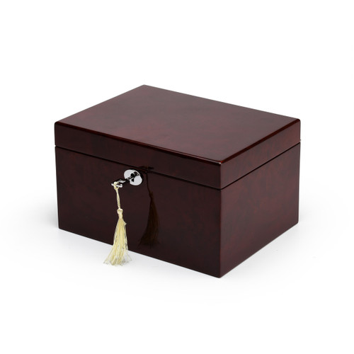 Modern Hi Gloss Coffee Tone 36 Note Music Jewelry Box