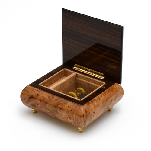 Sophisticated Birds Eye Maple Music Box with Violin Wood Inlay