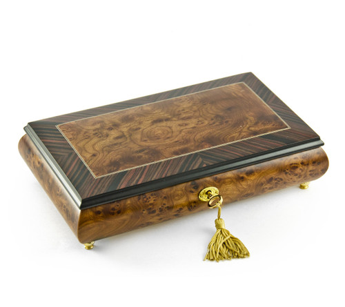 Elegant Classic Style Wood Tone Musical Jewelry Box with Lock and Key