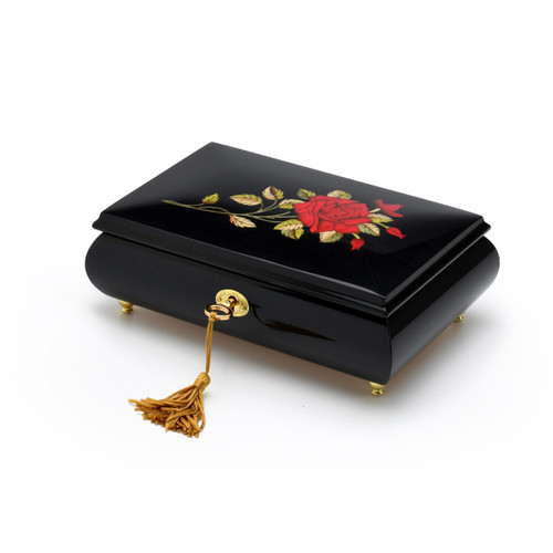 Black jewelry box with rose design