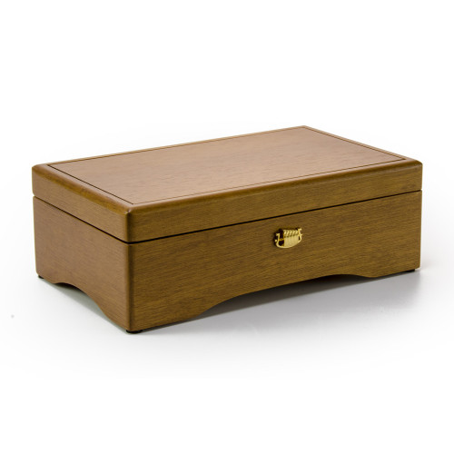 Sleek Minimal Design Sankyo 50 Note Elm Wood Musical Jewelry Box