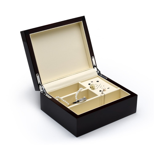 Contemporary Hi Gloss Dark Walnut USB Sound Module Music Jewelry Box