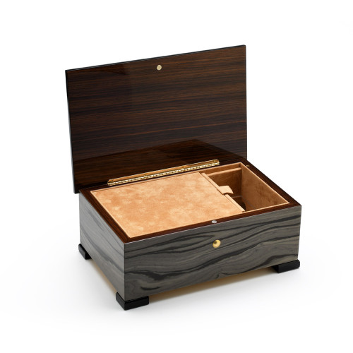 Contemporary Handcrafted Italian Wood Inlay 23 Note Music Jewelry Box ...