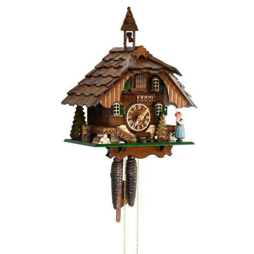 Black Forest Chalet with Animated Bell Tower and Bell Ringer 1 Day Mechanical Cuckoo Clock