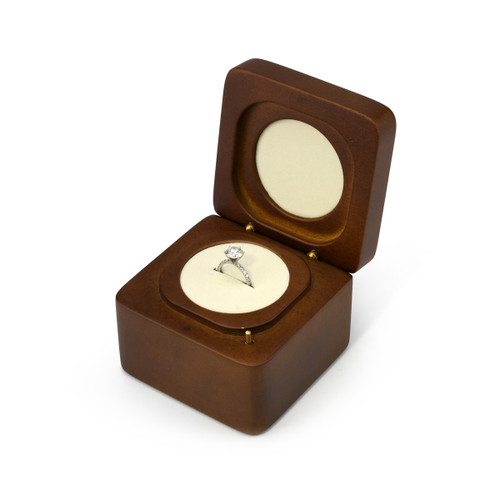 Adorable Walnut Finish 18 Note Musical Cherished Ring Box Keepsake