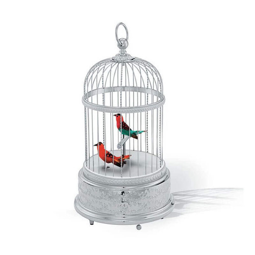 Voliere de la Cour Rhodium Plated Singing Birds Collection by Reuge