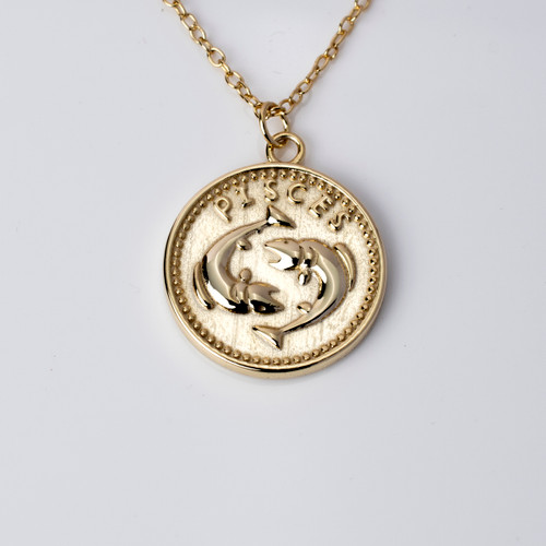 Anbinder 14K Yellow Gold Zodiac Pisces Pendant with Diamond Accents
