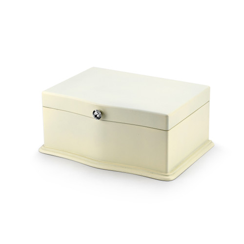 Light Cream 18 Note Wooden Musical Jewelry Box with Pull Out Tray