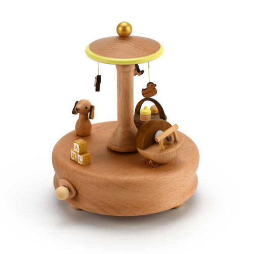 Animated 18 Note "A Baby Awaits" Themed Wooden Musical Keepsake 