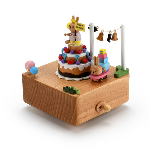 Animated 18 Note Bunnies Happy Birthday  Follies Musical Wooden Keepsake    