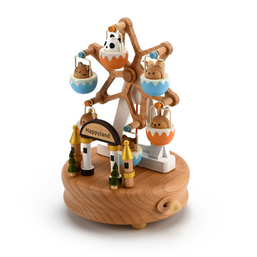 Animated 18 Note Musical Wooden Ferris Wheel and Friends Keepsake