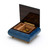 Radiant Blue Musical Jewelry Box With Double Heart and Red Rose Inlay