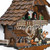 Stunning Wooden Black Forest Chalet Quartz Cuckoo Clock with Dancing Couple, Watermill Wheel and Rocking Horse