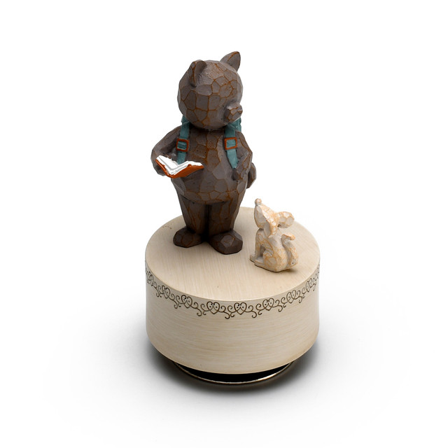 Sculpted 18 Note School Bear with Mouse Musical Figurine - Choose Your Song. Tune: 18 note mechanical movement inside Pre-installed melody 