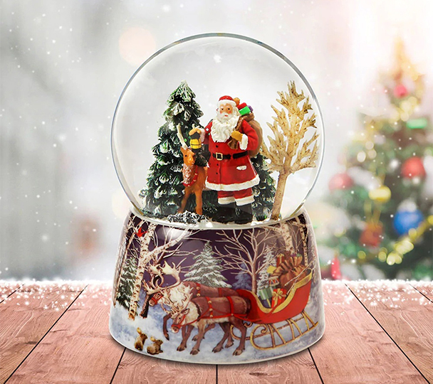Christmas village musical snow globe