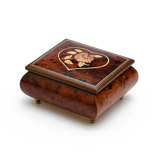 flower heart sorrento musical jewelry box