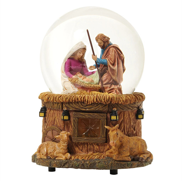 holy family musical snow globe