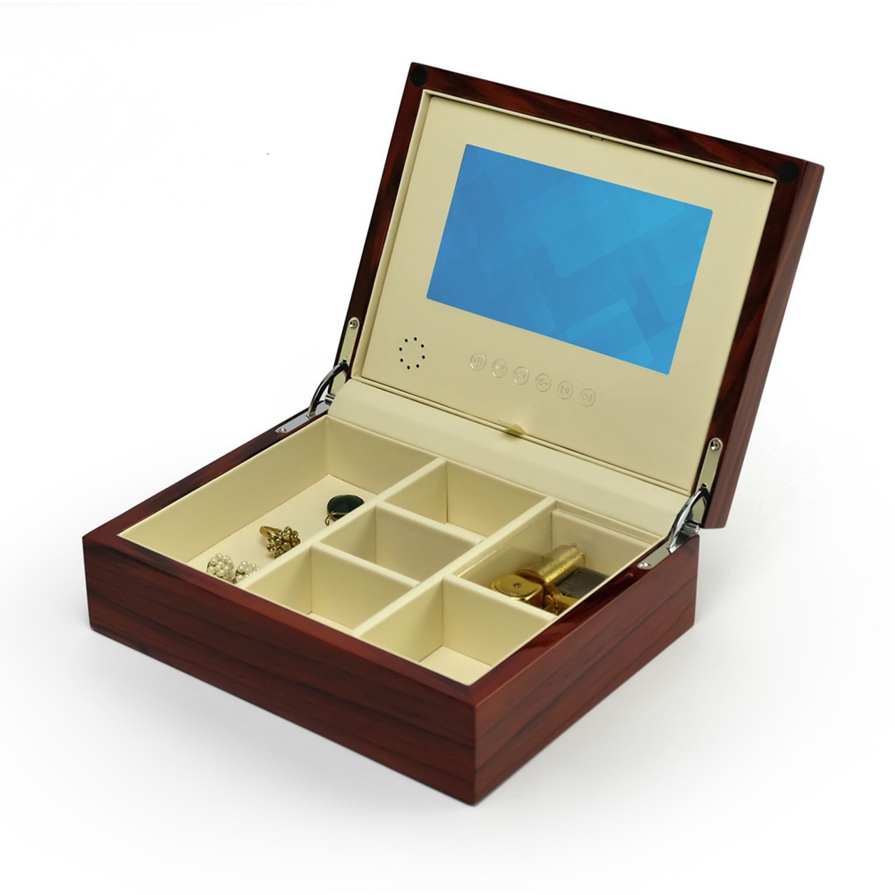 musical jewelry box with LCD video screen