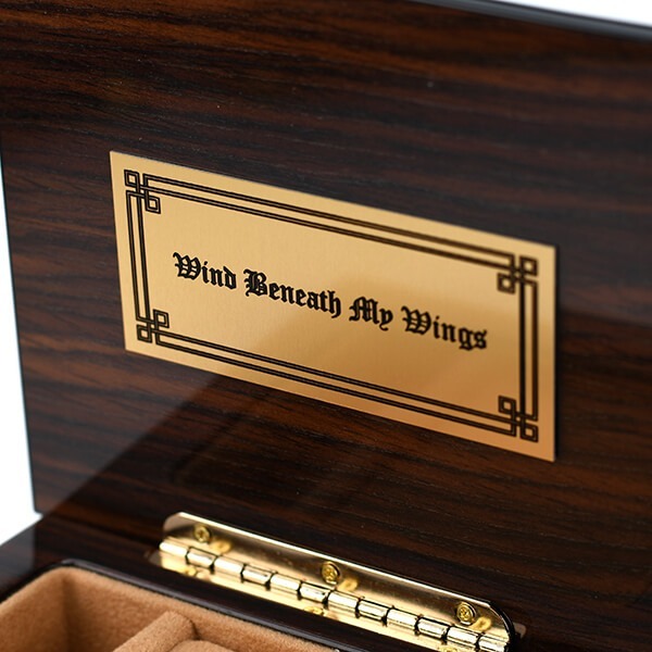 music box with personalized plaque engraving for Mother’s Day