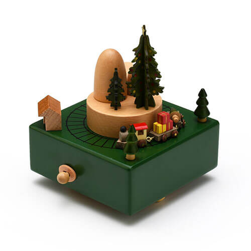 wooden Christmas tree musical keepsake box