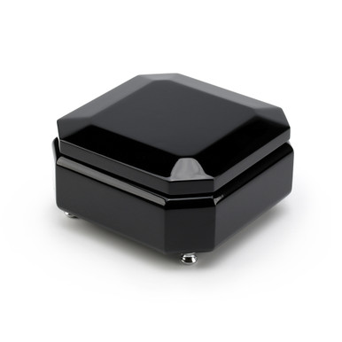 Midnight Black 18 Note Hi Gloss Beveled Musical Jewelry Box