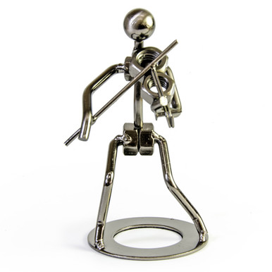 Handcrafted metal musician with violin figurine