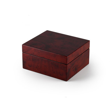 Modern Hi Gloss 30 Note Burl Wood Jewelry Box