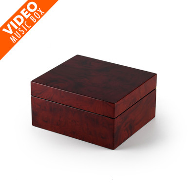 Modern Hi Gloss Burl Wood 3.6" LCD Video Jewelry Box