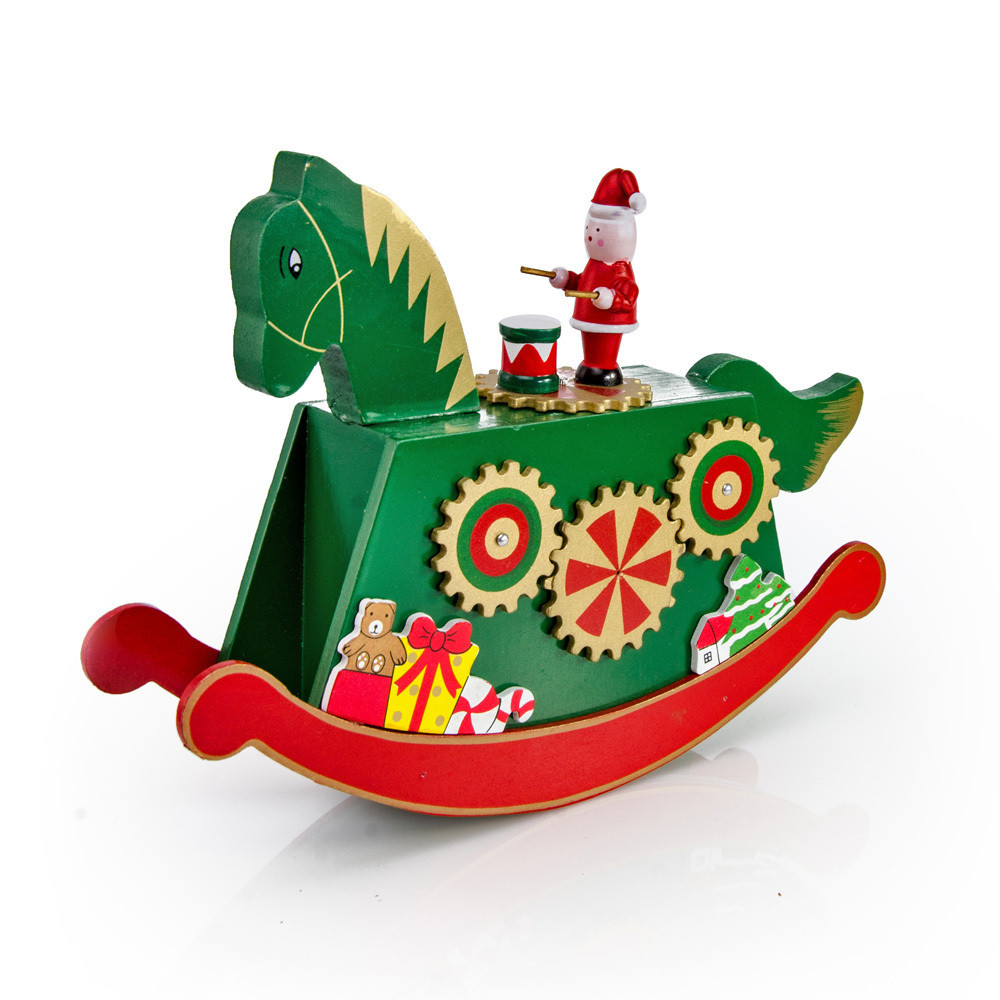 Image of Giant Wooden Christmas Rocking Horse with Drummer Musical Keepsake