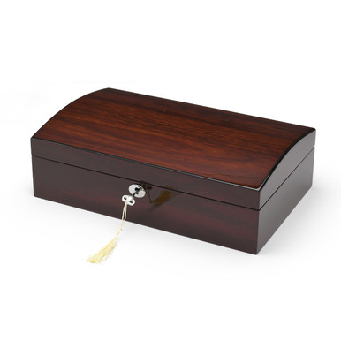 Elegant and Spacious Hi Gloss Walnut 36 Note Music Jewelry Box